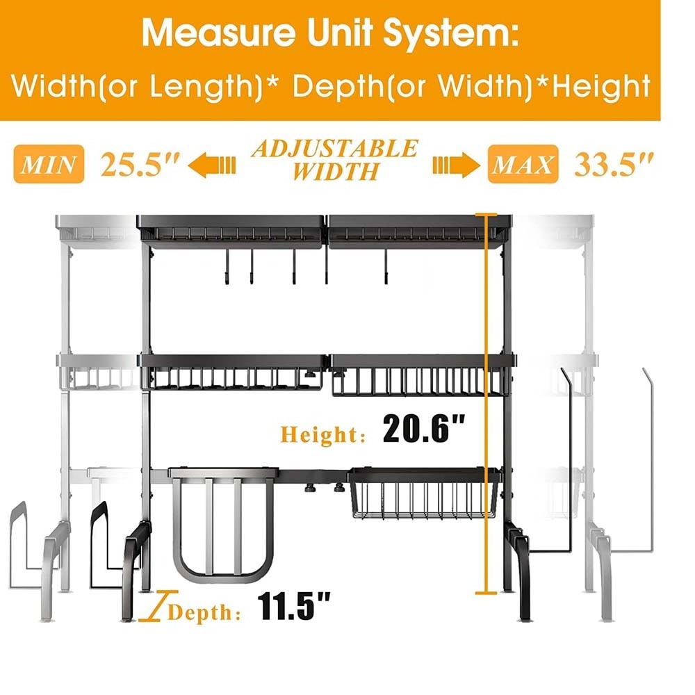 FREE SAMPLE Adjustable 3 Tier Dish Rack with Utensil Holder Kitchen Drainer Countertop Organizer The Sink Rack