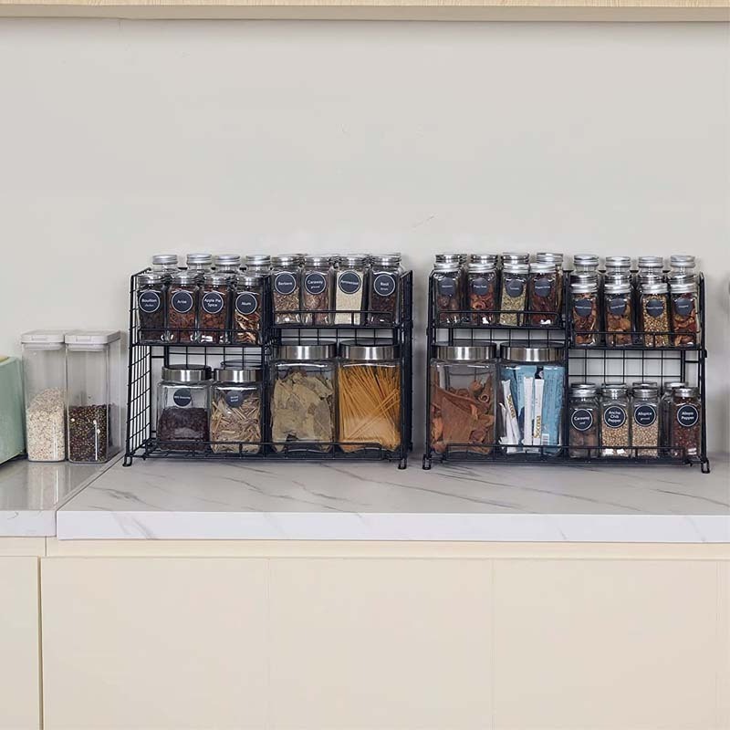 FREE SAMPLE Kitchen Pantry 4 Tier Countertop Cabinet Spice Rack with Adjustable Metal Storage Basket Stackable Wire Shelf