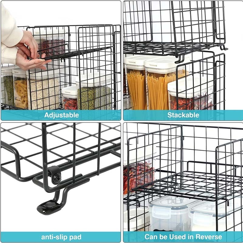 FREE SAMPLE Kitchen Pantry 4 Tier Countertop Cabinet Spice Rack with Adjustable Metal Storage Basket Stackable Wire Shelf