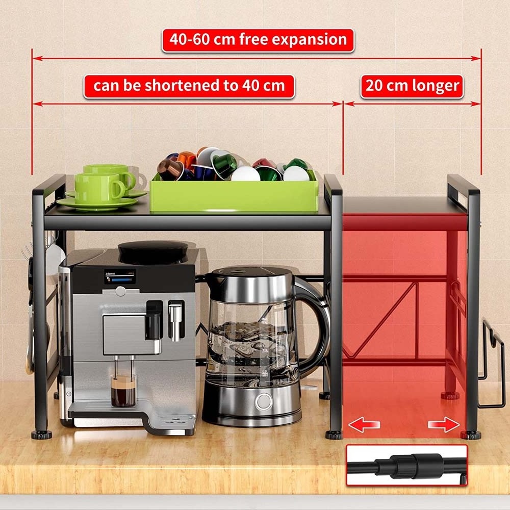 FREE SAMPLE Extendable Microwave Oven Rack Adjustable Kitchen Counter Shelf 2 Tier Microwave Stand for Kitchen