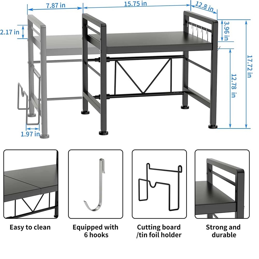 FREE SAMPLE Extendable Microwave Oven Rack Adjustable Kitchen Counter Shelf 2 Tier Microwave Stand for Kitchen