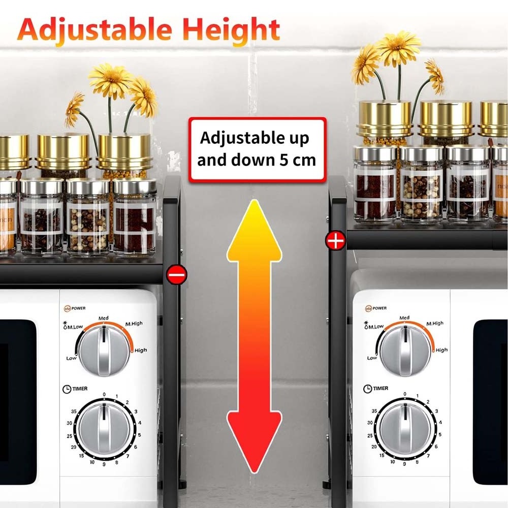 FREE SAMPLE Extendable Microwave Oven Rack Adjustable Kitchen Counter Shelf 2 Tier Microwave Stand for Kitchen