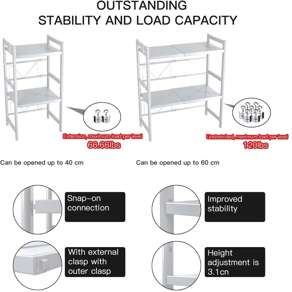 FREE SAMPLE Expandable Microwave Oven Rack 3 Tier Kitchen Countertop Storage Extension Shelf Metal Microwave Shelf