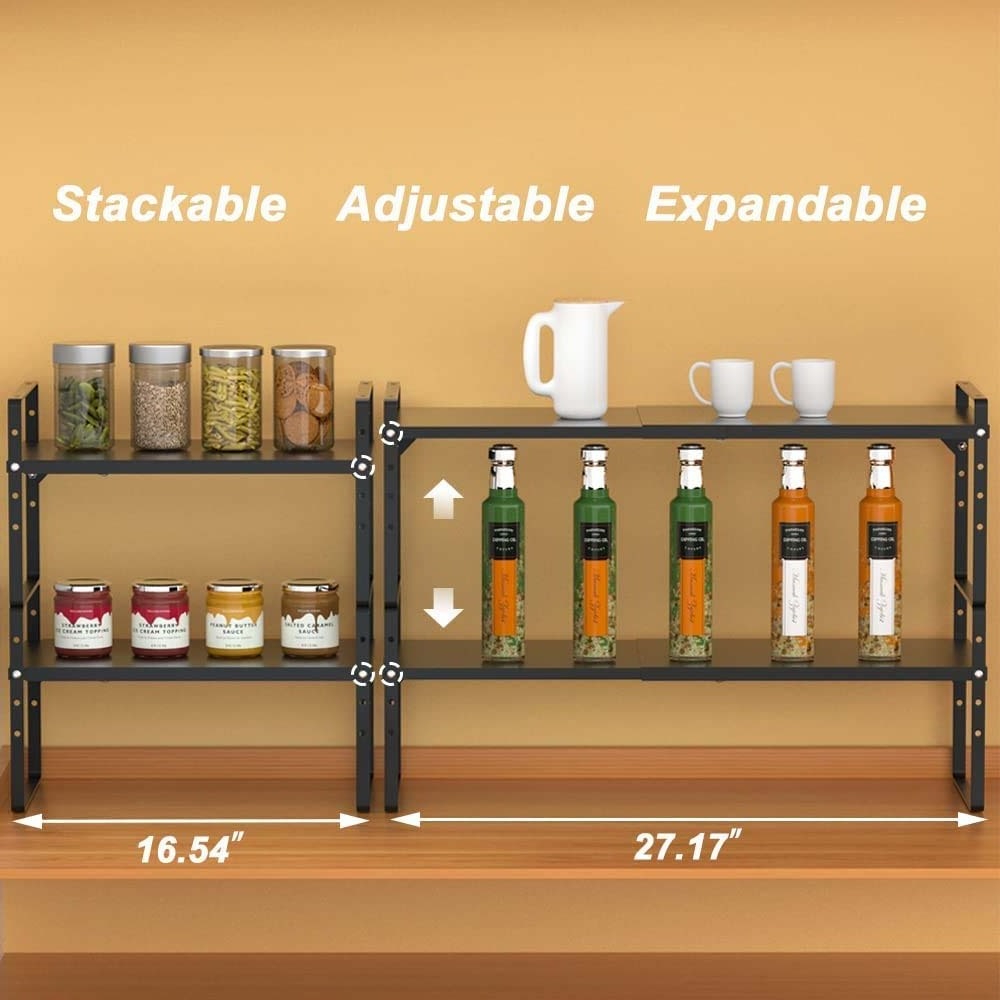 FREE SAMPLE Expandable Cabinet Shelf Kitchen Cupboard Organizer Stackable Spice Rack Kitchen Pantry Countertop Storage Shelf