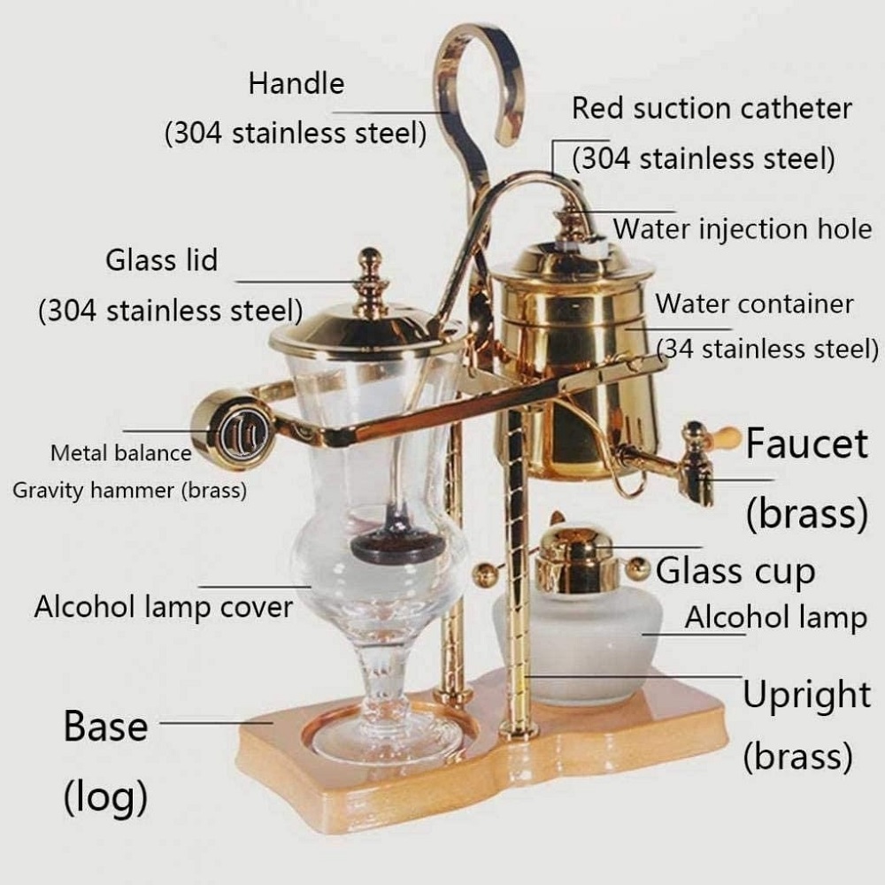 Belgium household Siphon Coffee Maker Elegant Retro  Royal Belgian Coffee Pot Easy To Clean Vacuum Traditional coffee machi