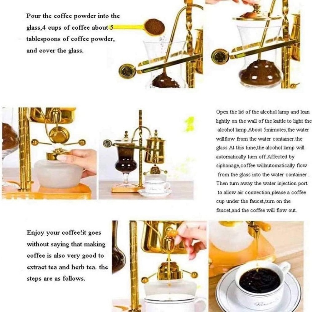 Belgium household Siphon Coffee Maker Elegant Retro  Royal Belgian Coffee Pot Easy To Clean Vacuum Traditional coffee machi