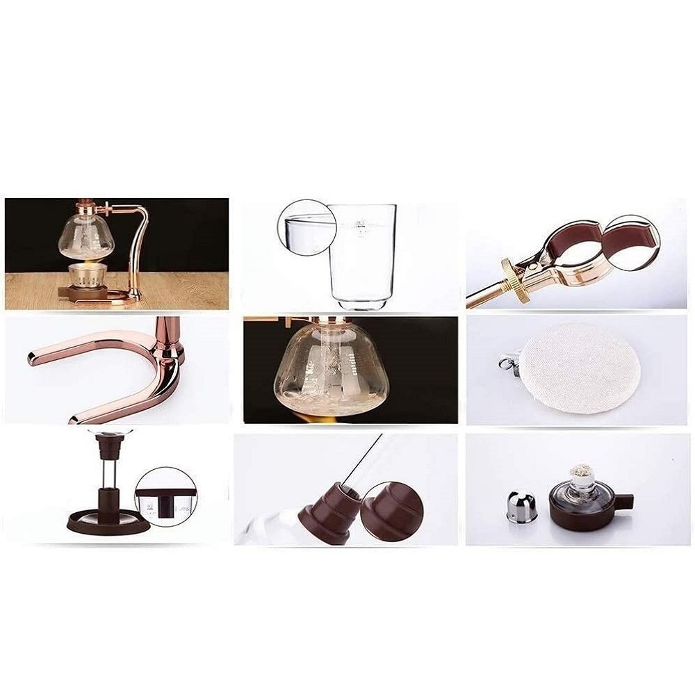 FREE SAMPLE Exquisite Syphon Vacuum Coffee Makers Technical Stainless Steel Siphon Pot Glass Easy to clean Coffee Machine