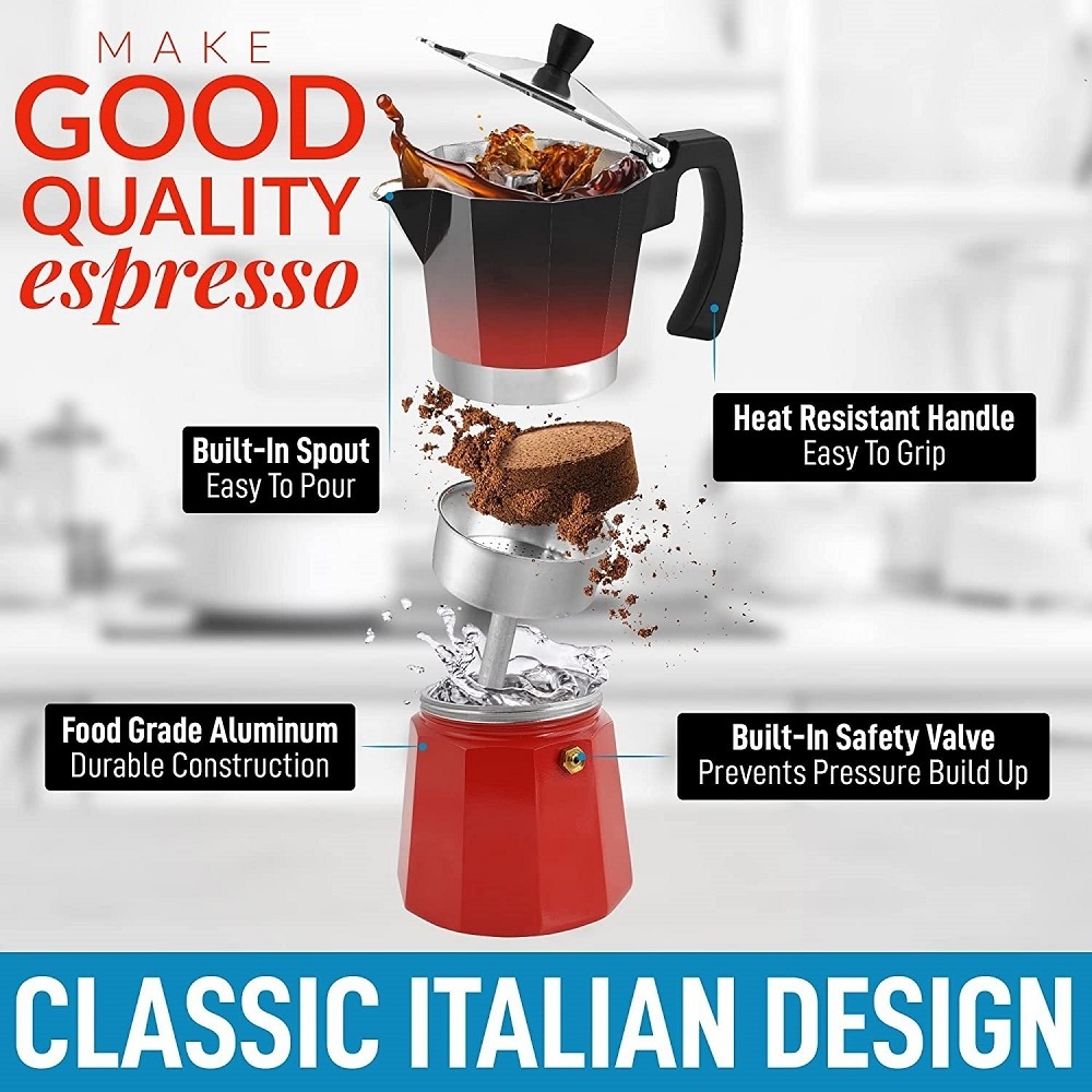 FREE SAMPLE Classic Stove top Espresso Maker for Flavored Strong Classic Italian Style Easy to Operate Quick Cleanup Pot