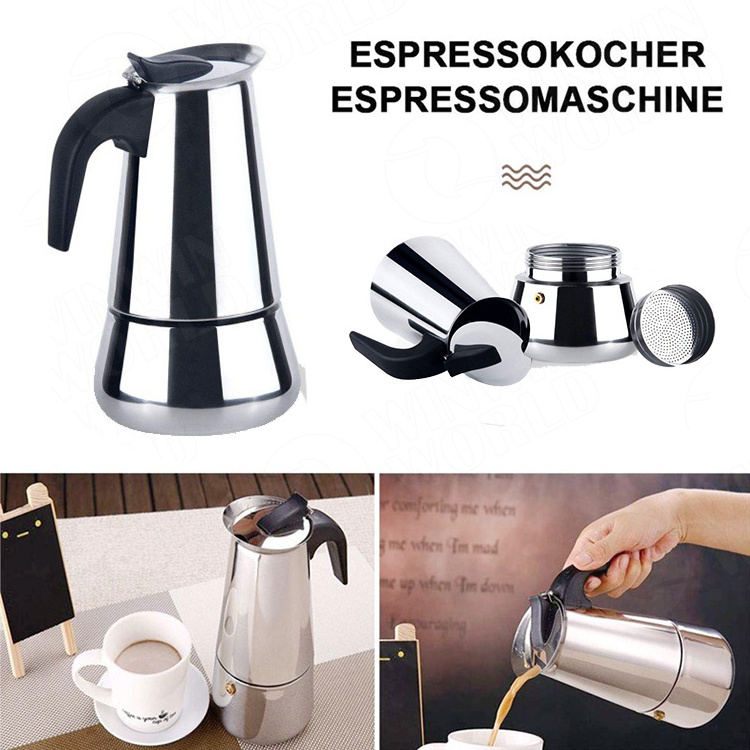 Promotional Espresso portable smart pour over Coffee Maker Stovetop 430 Stainless Steel Moka Pot Italian other Coffee Maker