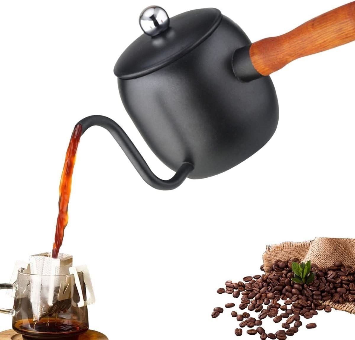 FREE SAMPLE Pour Over Coffee Kettle with Wooden Handle Stovetop Turkish Coffee Pot Hand Brew Drip Coffee Maker Tea Pot