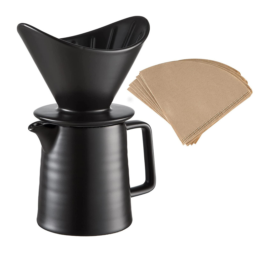 FREE SAMPLE Ceramic Pour Over Coffee Maker Dripper Durable Carafe and Cone Funnel Coffee Drip with Coffee Filter Pot