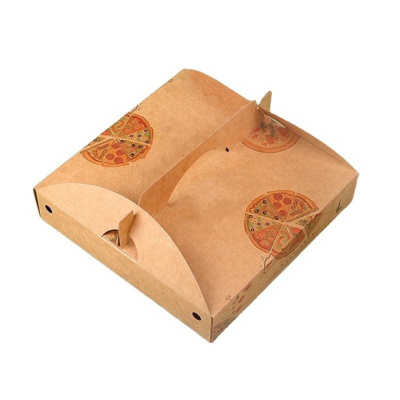 Food grade bakery breads box with handles pizza packing delivery box supplier for pizza