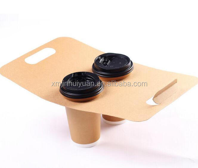 Disposable Take away craft Paper Coffee Cup Holder with handle