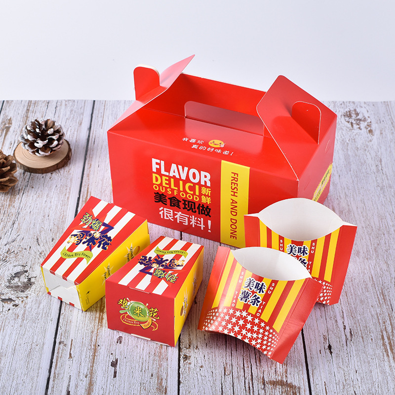 Disposable Burger Box Wholesale Fast Food Take-out Box Bento Lunch Fries Fried Chicken Rice Paper Box