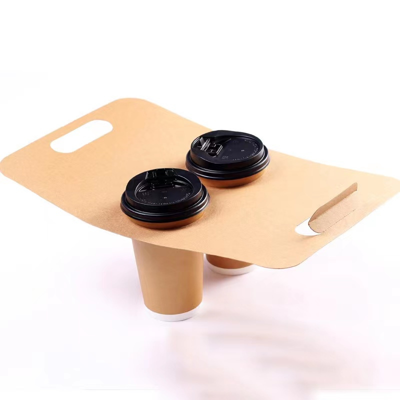 Disposable Take away craft Paper Coffee Cup Holder with handle