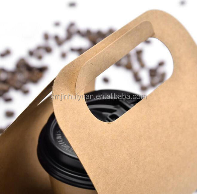 Disposable Take away craft Paper Coffee Cup Holder with handle