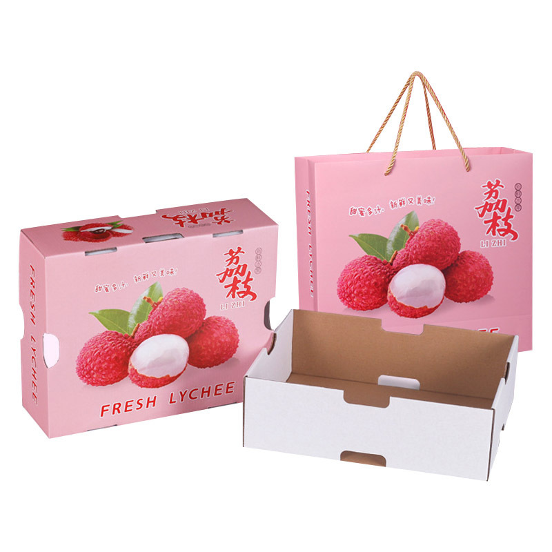 Custom fruit gift box with handle dry fruit packaging box double corrugated cardboard boxes