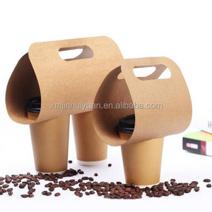 Disposable Take away craft Paper Coffee Cup Holder with handle