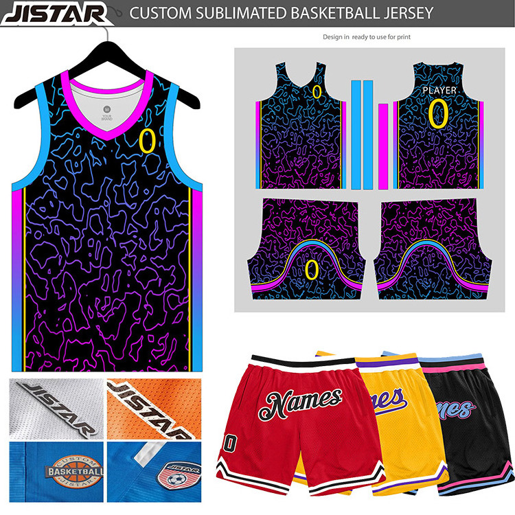 JISTAR Power Sublimation Plain Blank Jersey Lined Mesh Miami Long Five Inch Mens Custom Sport Mesh Basketball Shorts