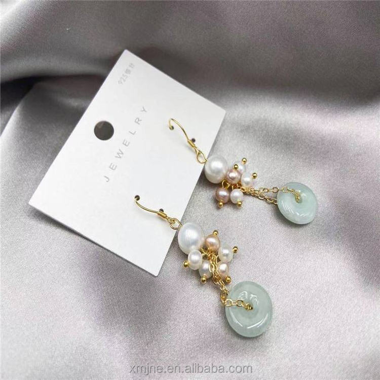 2021 New Safe Buckle Hetian Jade Ear Hook Freshwater Pearl Earrings