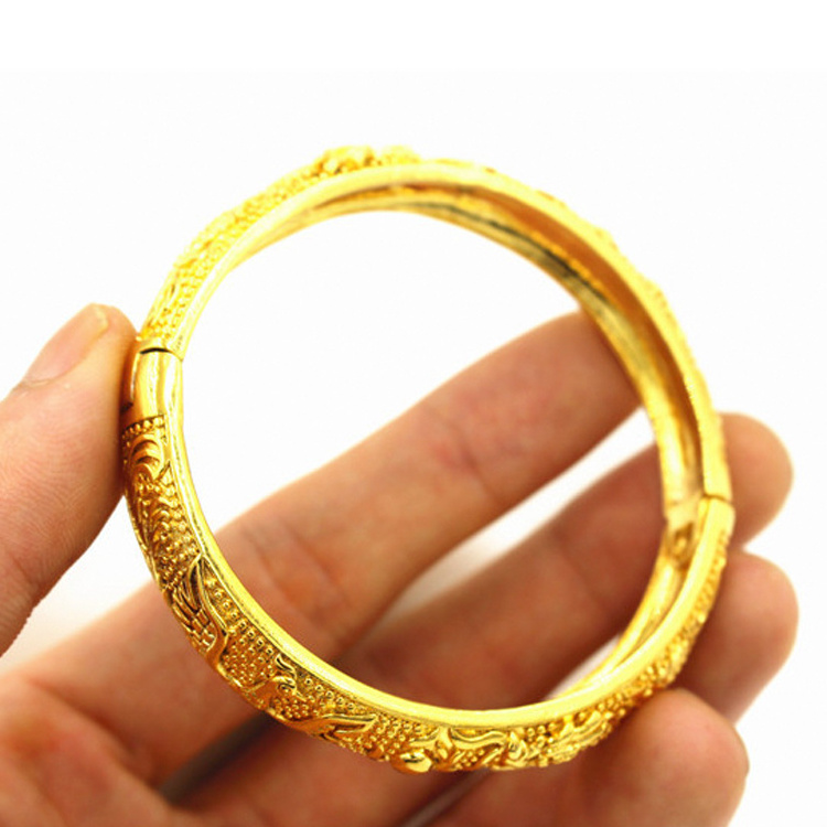 Fashion Euro Coin Copper Gilded Vietnamese Sand Gold Bridal Bracelet Female Dragon And Phoenix Wedding Bracelet