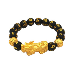 New Factory Wholesale Vietnam Sand Gold Brave Bracelet Jewelry Men And Women SixCharacter Mantra Beads Agate Bracelet