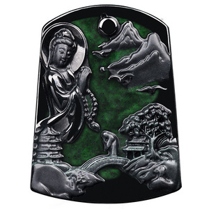 Certified Grade A Natural Burmese Jadeite Oil Green Small Guanyin Buddha Pendant Ice Kind Pendant Jewelry Myanmar  Wholesale