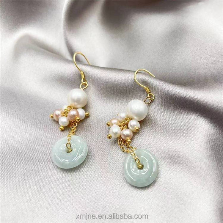 2021 New Safe Buckle Hetian Jade Ear Hook Freshwater Pearl Earrings