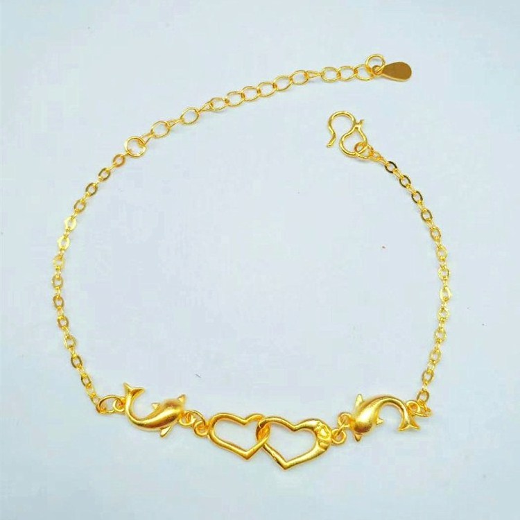 Gold Plated Dolphin Love Shape Bracelet Exquisite Craftsmanship Gold Dolphin Bracelet Ladies Jewelry