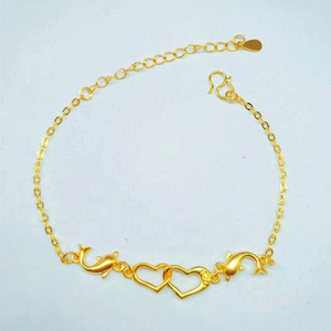 Gold Plated Dolphin Love Shape Bracelet Exquisite Craftsmanship Gold Dolphin Bracelet Ladies Jewelry