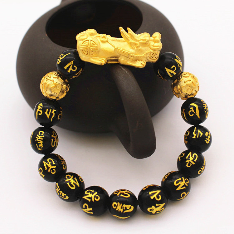 New Factory Wholesale Vietnam Sand Gold Brave Bracelet Jewelry Men And Women SixCharacter Mantra Beads Agate Bracelet