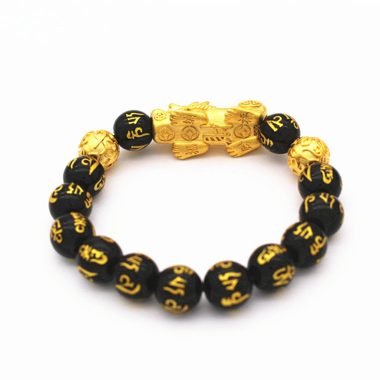 New Factory Wholesale Vietnam Sand Gold Brave Bracelet Jewelry Men And Women SixCharacter Mantra Beads Agate Bracelet