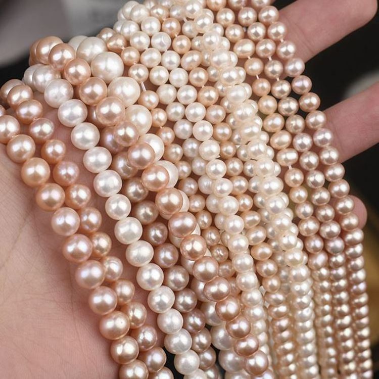 Certified white cultured natural real freshwater pearl strand string beads wholesale loose round fresh water freshwater pearl