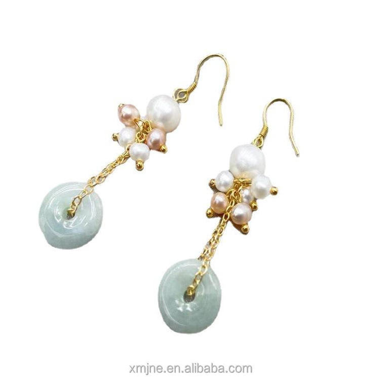 2021 New Safe Buckle Hetian Jade Ear Hook Freshwater Pearl Earrings