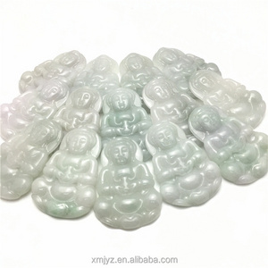 Certified Grade A Myanmar Jadeite Oil Green Trumpet Guanyin Buddha Jade Pendant  Jade Handicraft Factory Wholesale