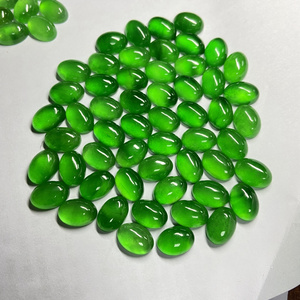 HQ GEMS Myanmar Natural Green Jade Jadeite Loose Gemstone Flatback Cabochon Burma Jadeite Stone