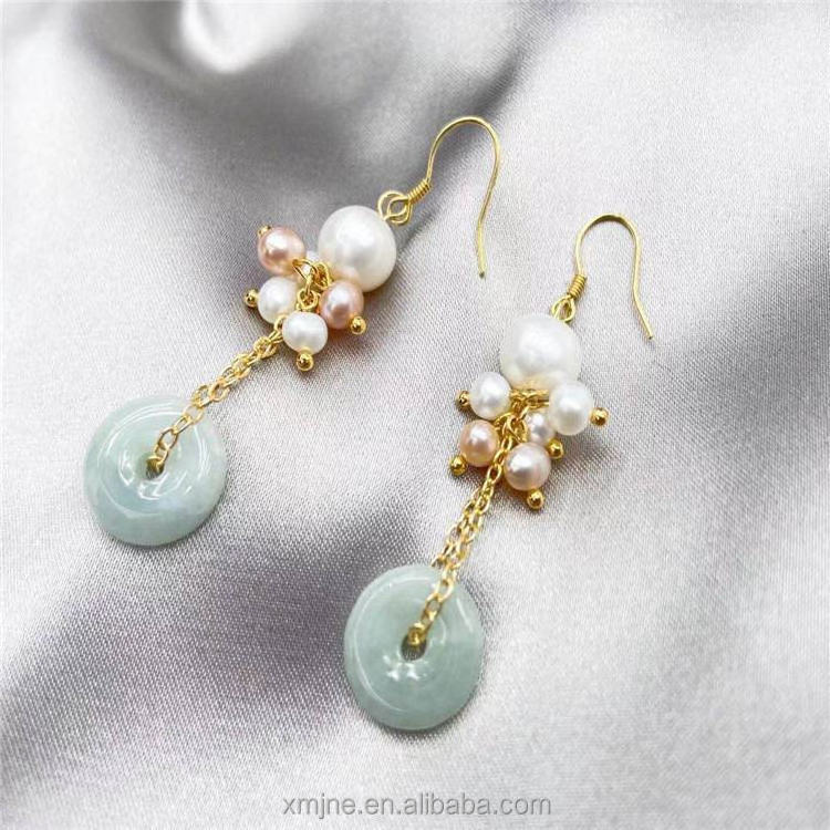 2021 New Safe Buckle Hetian Jade Ear Hook Freshwater Pearl Earrings