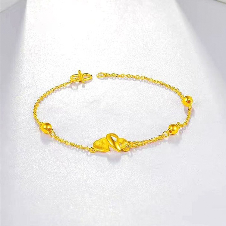 Gold Plated Crown Love Shape Bracelet Exquisite Craftsmanship Gold Love Crown Bracelet Ladies Jewelry