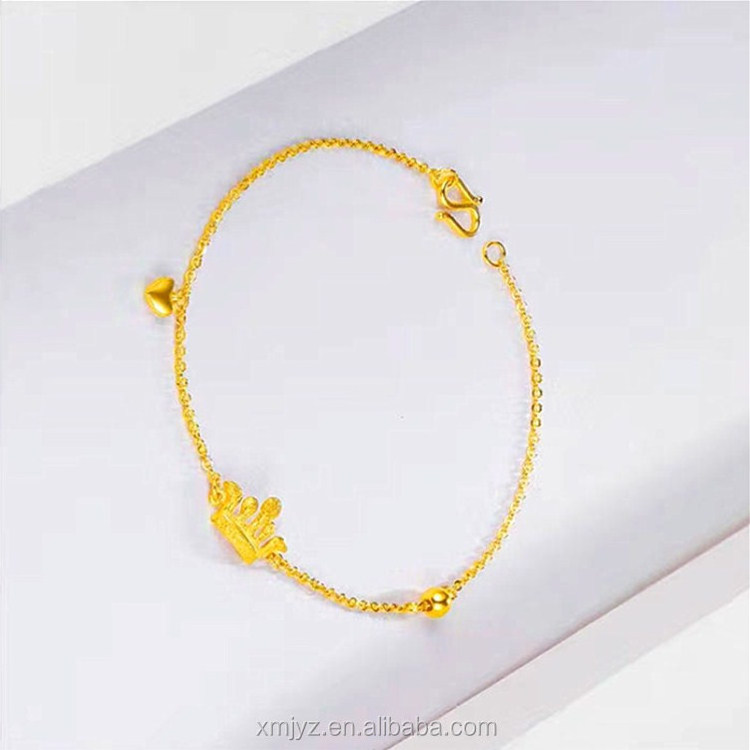 Gold Plated Crown Love Shape Bracelet Exquisite Craftsmanship Gold Love Crown Bracelet Ladies Jewelry