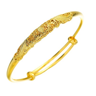 New Style Brass Plated Sand Gold Hollow Flower Push Pull Bracelet Women'S Jewelry Micro Business Jewelry