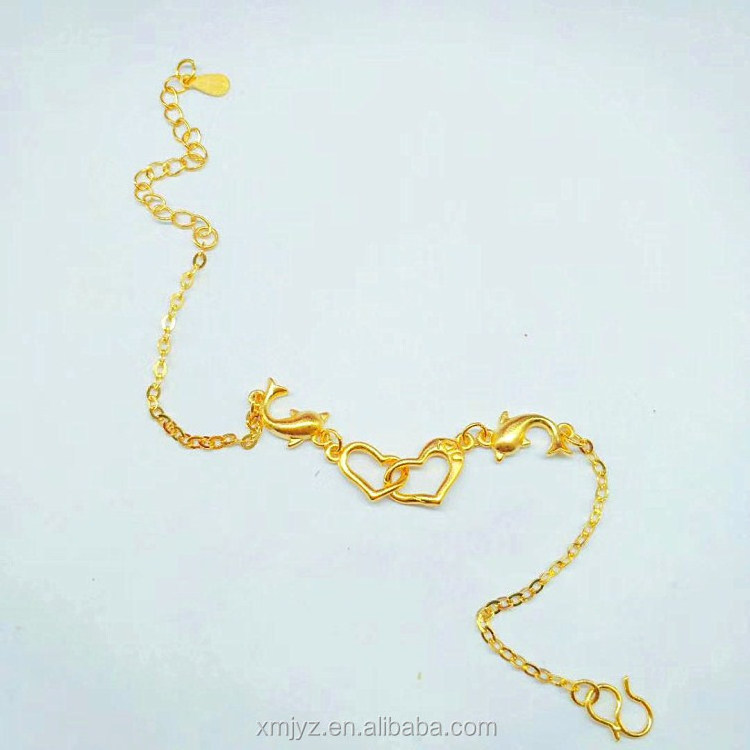 Gold Plated Dolphin Love Shape Bracelet Exquisite Craftsmanship Gold Dolphin Bracelet Ladies Jewelry