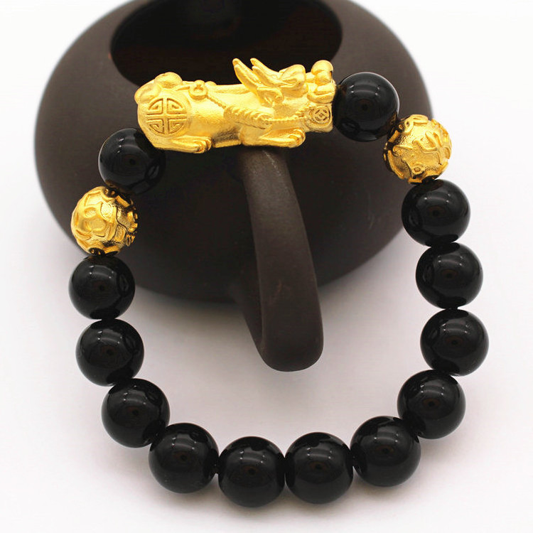 New Factory Wholesale Vietnam Sand Gold Brave Bracelet Jewelry Men And Women SixCharacter Mantra Beads Agate Bracelet