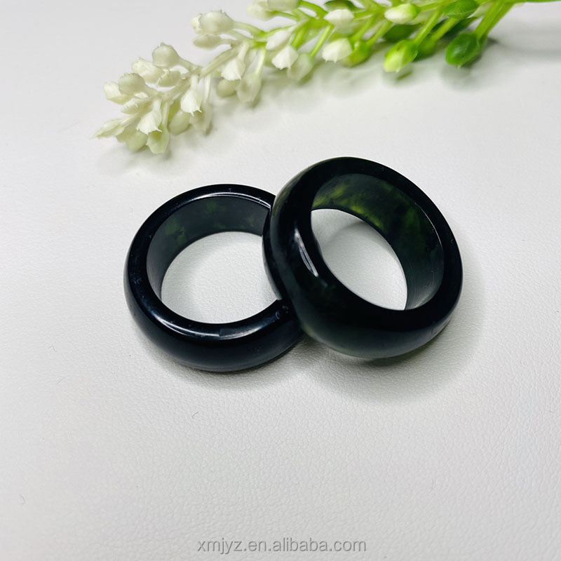 Certified Dark Green Jade Ring Serpentine Male And Female Jade Handicraft Jade Ring Retro Tail Ring Light Finger