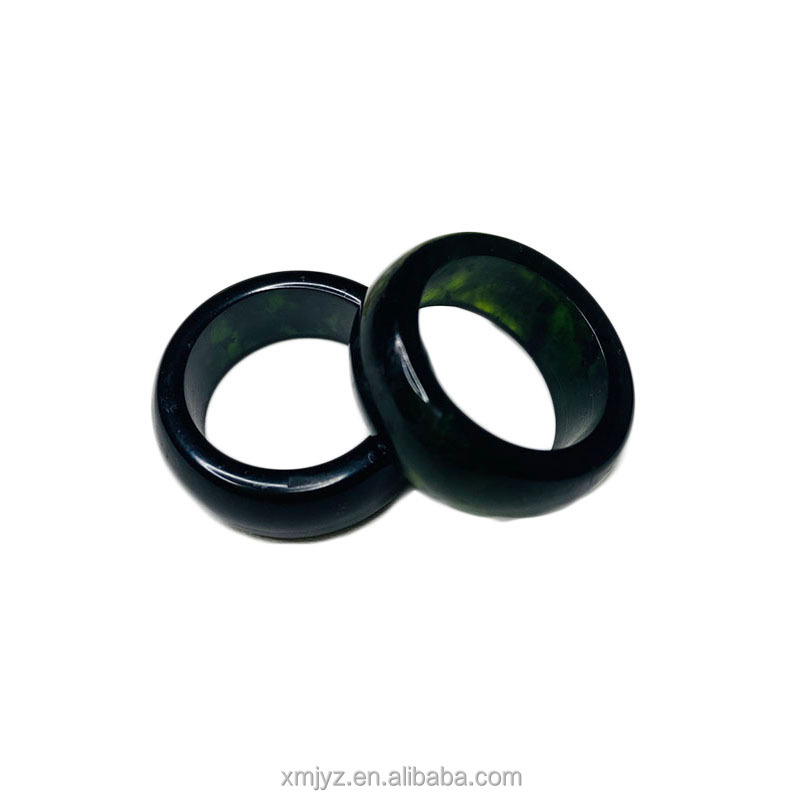 Certified Dark Green Jade Ring Serpentine Male And Female Jade Handicraft Jade Ring Retro Tail Ring Light Finger