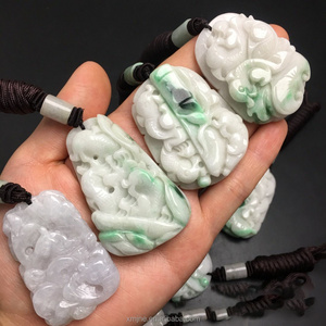 Certified Grade A Myanmar Jade  Double-Sided Carved Lotus Leaf Fish Jade Pendant Pendant Jade Handicraft Factory Wholesale