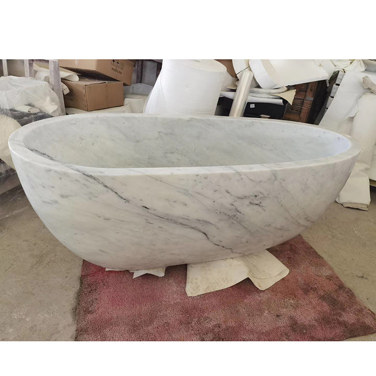 Luxury Stone Size Natural Black Marquina Marble Bathtub