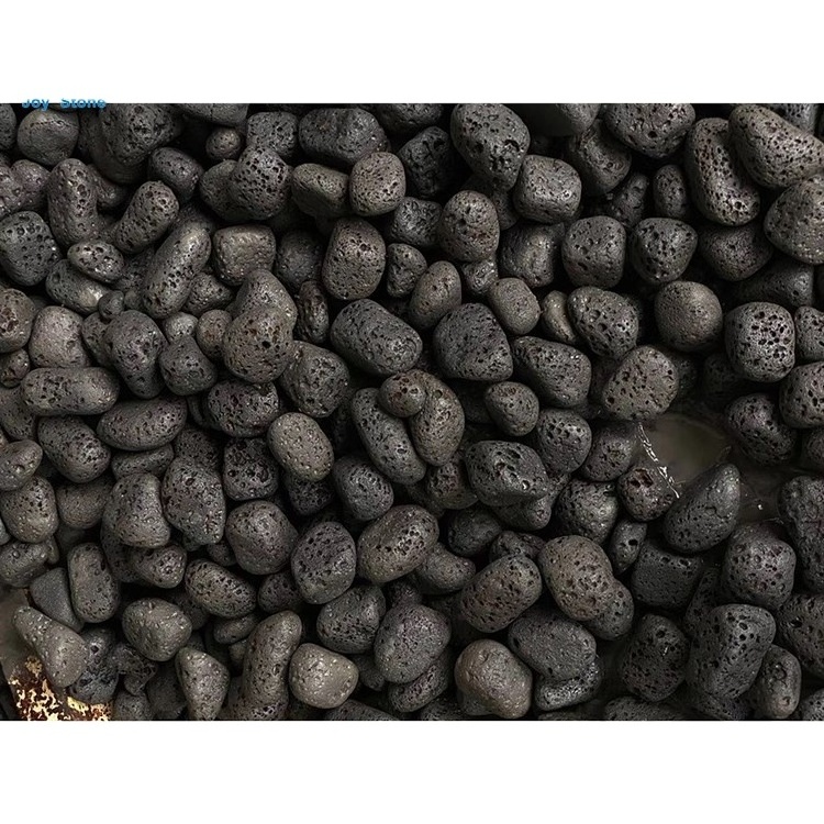 Wholesale Black Round Hainan 100% Natural Pumice Tumbed Small Pebble Volcanic Lava Stone