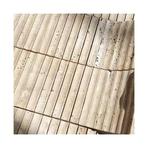 Natural Fluted Stone Finger Strip Matte 3d Curve Concave Travertine Stone Mosaic Back Net Wall Tile For  Kitchen Bathroom Bar