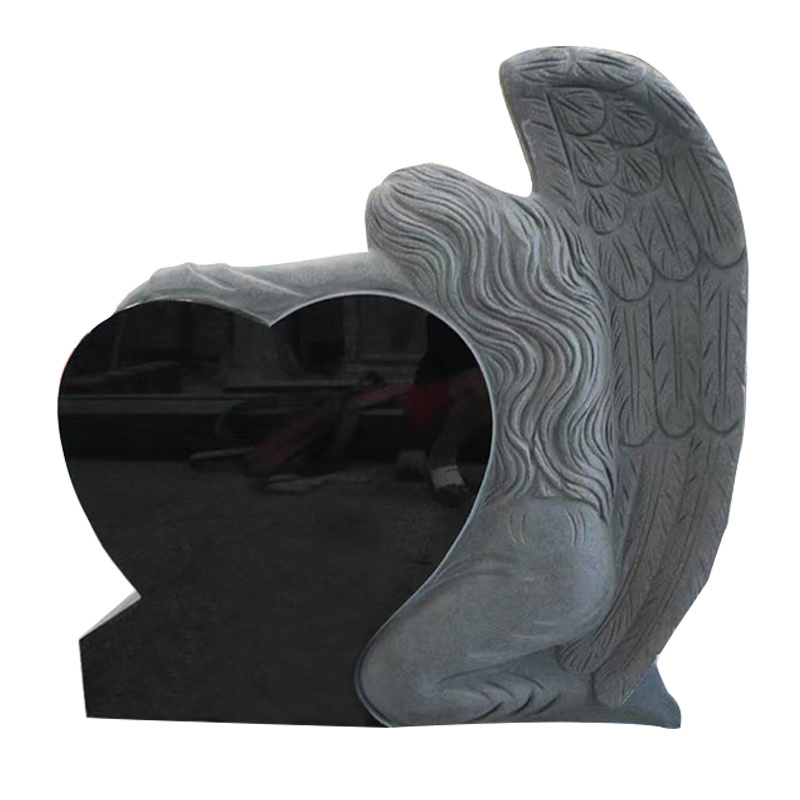 Grey G654 Granite Angel Tombstone , Heart Shaped Angel Tomb