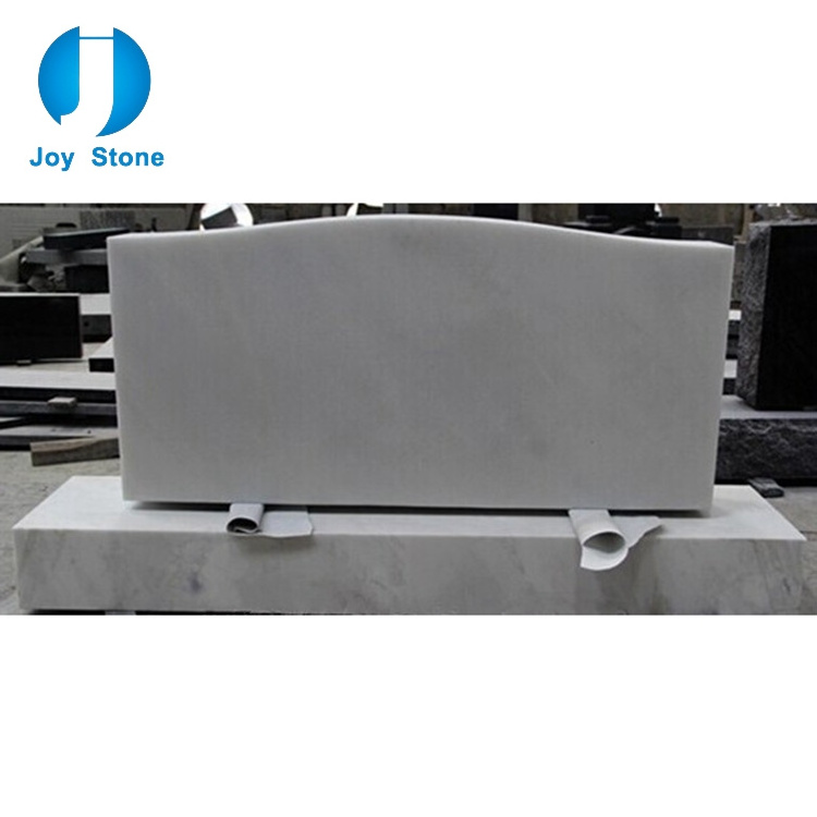 White Marble Serp Top Double Grave Headstone